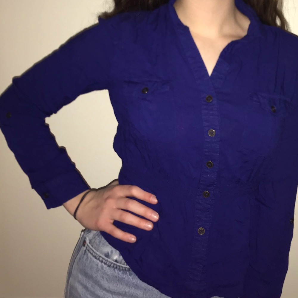 Dark blue button down